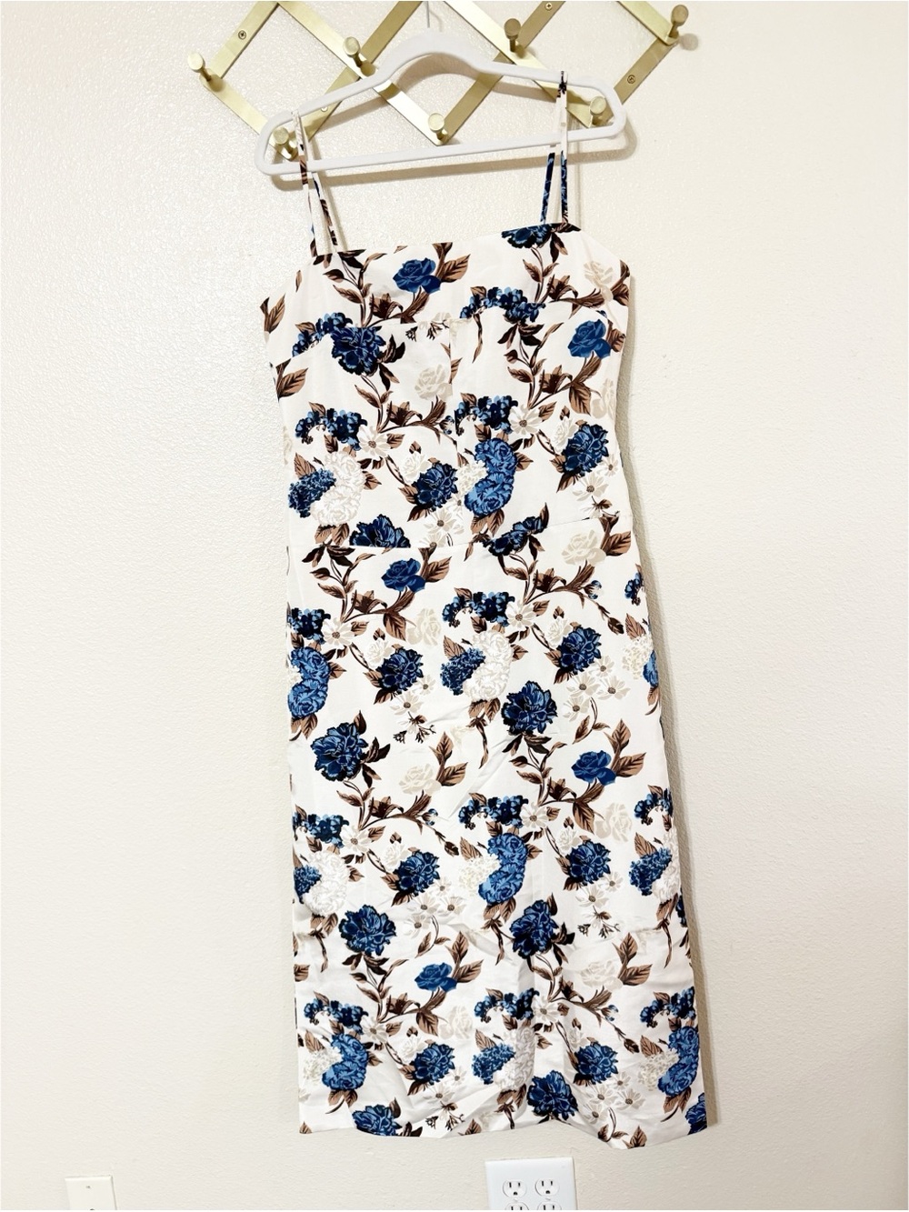 Tory Burch Lace Up Tie Back Floral Print Ottoman Midi Tank Dress NEW Size 12 - Picture 5 of 11